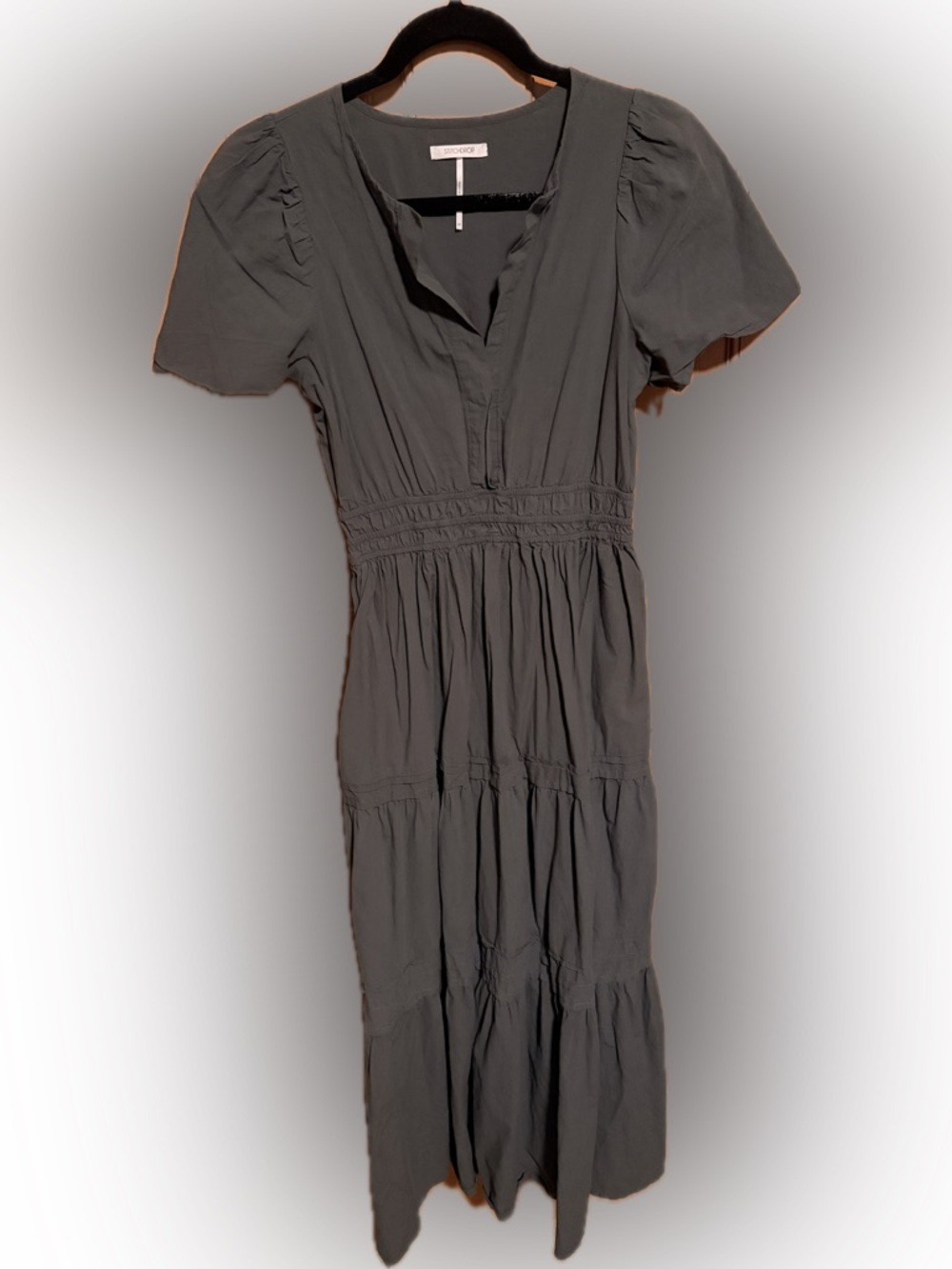 Dark Teal Poplin Tiered Midi/Maxi Dress